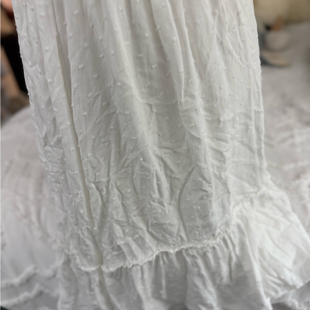 French Grey Strapless White Dress - Picture 9 of 10